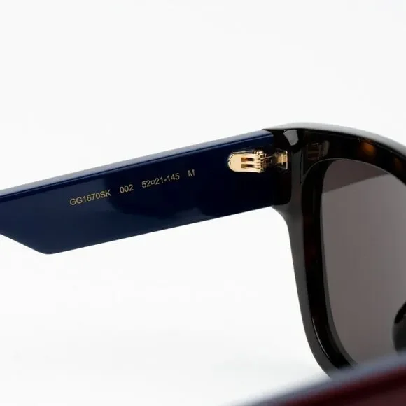 NEW Gucci GG1670SK 002 Havana Blue Grey Unisex Square Sunglasses GG 1670SK